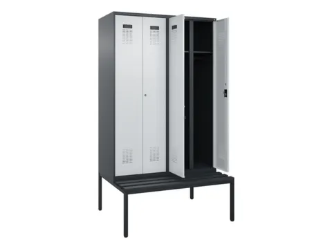 locker met bank,voor scheiding van kleding,HxBxD 2120x1200x815mm,4vak