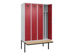 locker met bank,voor scheiding van kleding,HxBxD 2120x1200x815mm,4vak