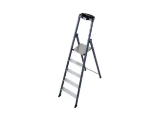 trapladder,eenzijdig,5treden,bordes met profiel,Stand H 1,05m - 1