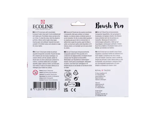 Brushpen Talens Ecoline set à 15 kleuren