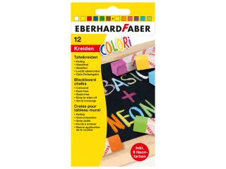 Bordkrijt Eberhard Faber vierkant ass. 12st. neon en standaard kleuren - 1