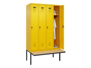 locker met bank,HxBxD 2120x1200x815mm,4vak,vak B 300mm,draaigrendel - 1