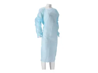 Schort CMT 115x105cm 30mu geruwd lange mouw CPE blauw 20 stuks - 4