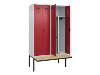 PBM-locker met bank,HxBxD 2120x1200x815mm,4vak,vak B 300mm - 1