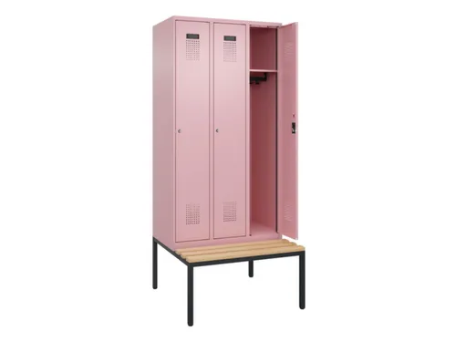 locker met bank,HxBxD 2120x900x815mm,3vak,vak B 300mm,cilinderslot