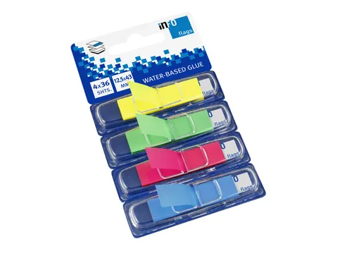 Info flags 12,5x43mm assorti blister à 4 kleuren à 36 stuks