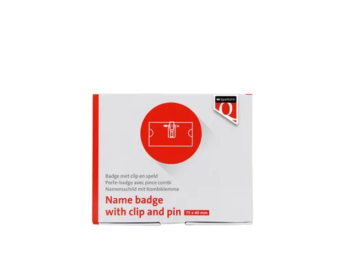 Badge Quantore met clip en speld 40x75mm
