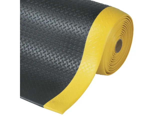 antivermoeidheidsmat,metergoed,HxB 12,7x1220mm,vinyl,geribd,zwart/geel