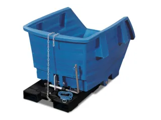 PE-kiepbak,HxLxB 1060x1660x1173mm,1m³,draagverm. 250kg,vorkkoker - 1