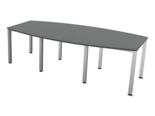 vergadertafel HxBxD 74x240x120cm vatvormig MS-donkergrijs 4voeten alu - 1