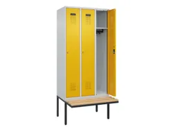 locker met bank,HxBxD 2120x900x815mm,3vak,vak B 300mm,cilinderslot