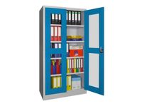 Vitrinekast Hxbxd 1950x1000x500mm Draaideuren Ral7035 Front Ral5012