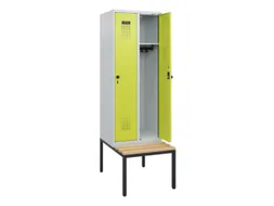 locker met bank,HxBxD 1950x600x815mm,2vak,vak B 300mm,draaigrendel