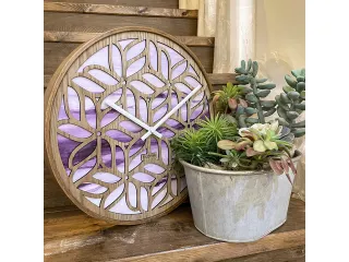 Wandklok Nextime dia 40cm Paars Hout Yogi - 11