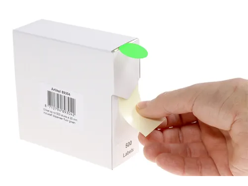 Etiket Rillprint 25mm 500st op rol fluor groen