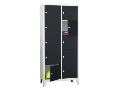 lockerkast,HxBxD 1850x800x500mm,2x5vakken,RAL7035,front RAL7016