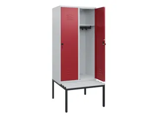 locker met bank,HxBxD 1950x800x815mm,2vak,vak B 400mm,draaigrendel - 2