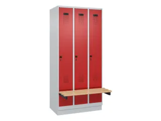 locker met bank,HxBxD 1950x900x815mm,3vak,vak B 300mm,draaigrendel - 2