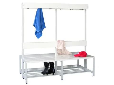 dubbele zitbank HxLxD 1600x1500x770mm Wit Kunststof RAL5012 Blauw