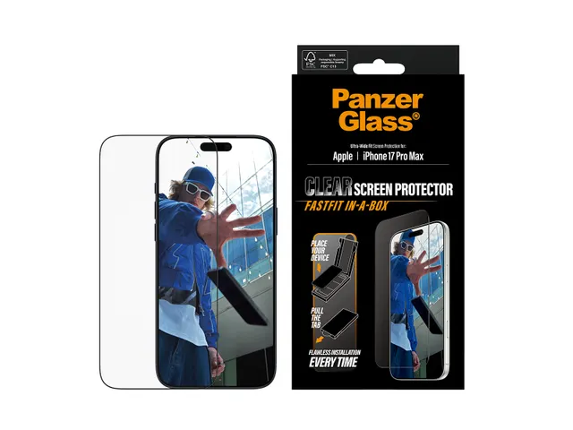 PanzerGlass Screen Protector iPhone 17 Pro Max | Ultra-Wide Fit w.