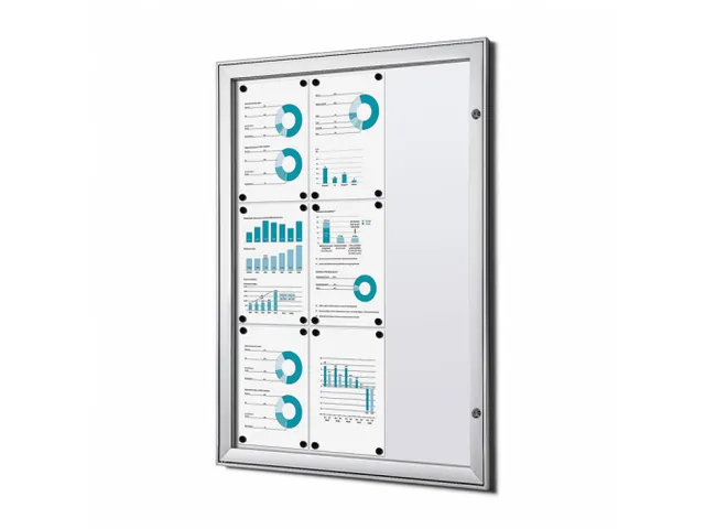 Vergrendelbaar Muurvitrine Indoor/Outdoor Brandwerend 9xA4 Zilver