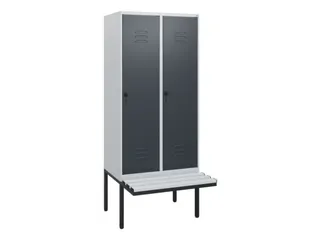 locker met bank,HxBxD 1950x800x815mm,2vak,vak B 400mm,draaigrendel - 1