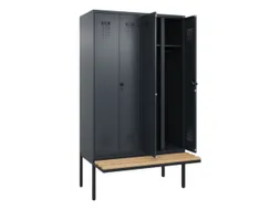 locker met bank,voor scheiding van kleding,HxBxD 2120x1200x815mm,4vak