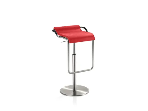 barkruk,zitting H 640-910mm,zitting rood,m. voetensteun,schotelvoet