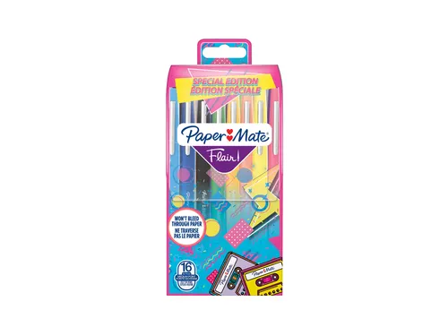 Fineliner Paper Mate Flair retro medium assorti blister à 16 stuks