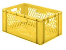 Euronorm-stapelbak 51l 270x600x400mm Wanden/bodem Opengewerkt Geel