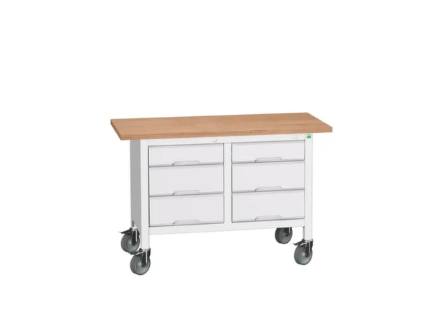 werkbank,HxBxD 830x1250x600mm,multiplexblad,uitrusting: 6lades,RAL7035