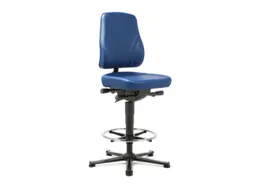 Werkplaatsstoel Kunstleer blauw 570-830mmx460x410-470mm glijders