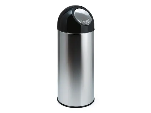 Afvalbak met pushdeksel en binnenemmer 55 liter RVS Zwart