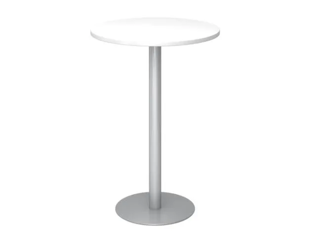 statafel,HxØ 1116x800mm,rond,schotelvoet zilverkleurig,ronde buis
