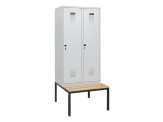 locker met bank,HxBxD 1950x800x815mm,2vak,vak B 400mm,draaigrendel - 2