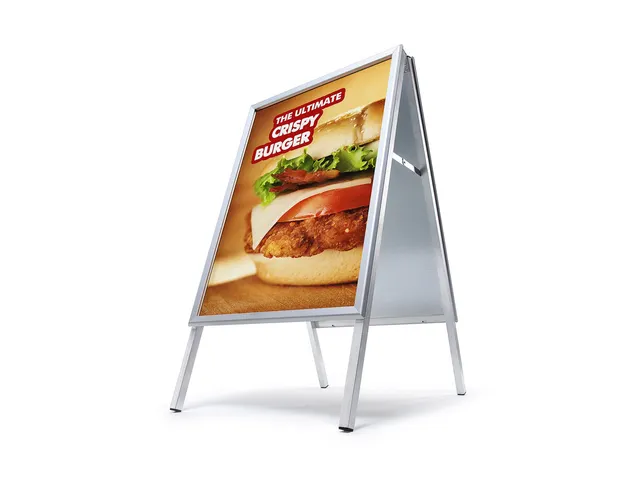 Stoepbord 50x70cm Design Zilver Rechte Hoek 32mm