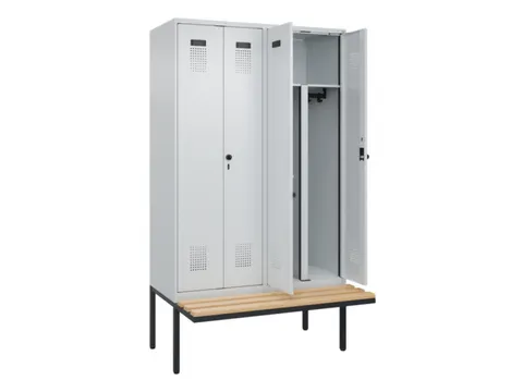 PBM-locker met bank,HxBxD 2120x1200x815mm,4vak,vak B 300mm