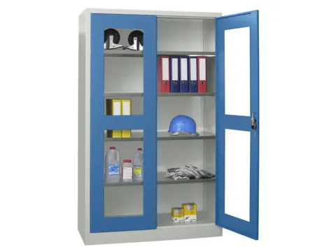 Vitrinekast Hxbxd 1950x1200x400mm Draaideuren Ral7035 Front Ral5012