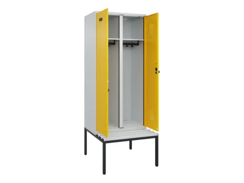 locker met bank,voor scheiding van kleding,HxBxD 2120x800x815mm,2vak