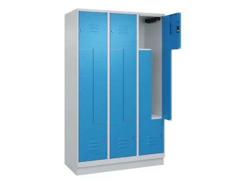 Z-garderobekast,HxBxD 1950x1200x500mm,vak B 200/400mm,cil.-slot,sokkel