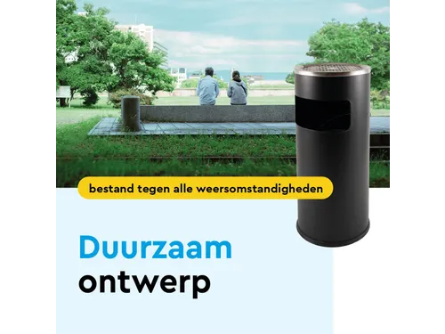 Asbak met Afvalbak AT500 Zwart 11 Liter