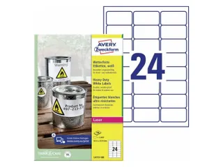 Avery Zweckform L4773 Weerbestendige etiketten A4 63,5x33,9 Wit 2400st - 1
