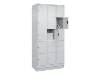 lockerkast,HxBxD 1950x900x500mm,3x5vakken,vak B 300mm,cil.-slot,sokkel - 1