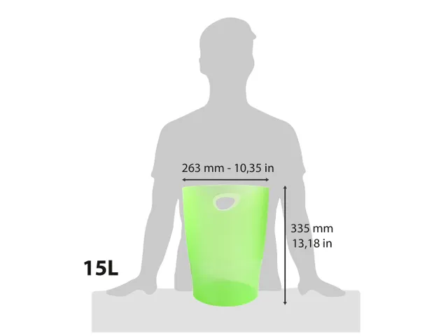 ECOBIN Papiermand 15 L appelgroen transp.