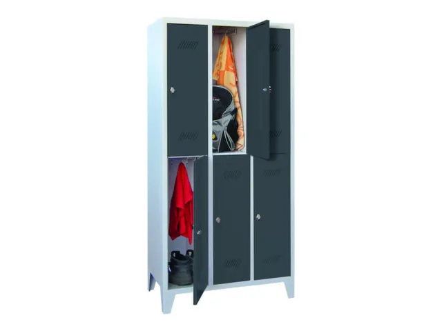 dubbeldekse locker,HxBxD 1850x900x500mm,3x2vak.,RAL7035,front RAL7016