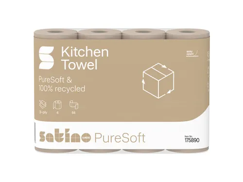 Keukenrol Satino 175891 PureSoft 3laags 4x64 vel naturel