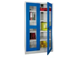 Vitrinekast Hxbxd 1950x1000x400mm Draaideuren Ral7035 Front Ral5010