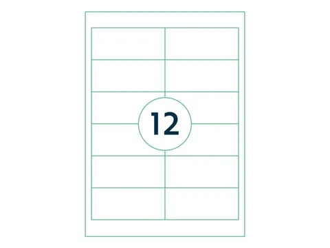 Etiketten Zelfklevend Wit 12 op A4 97x42.3mm 1000 Vel