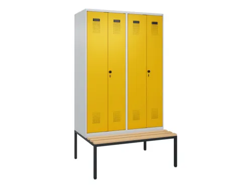 locker met bank,voor scheiding van kleding,HxBxD 2120x1200x815mm,4vak