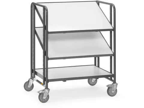 Esd-eurobakkenwagen 9391 250kg 820x610mm 3 Etages Hout Ral7015